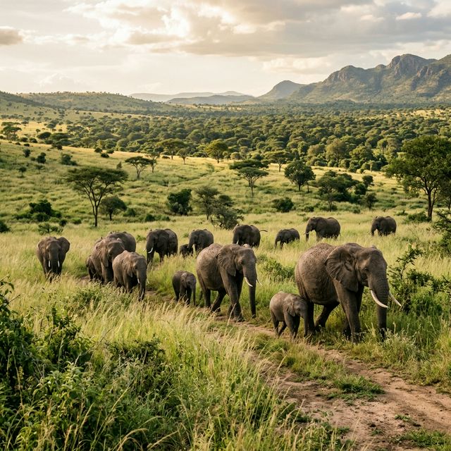 Elephant herd in the wild